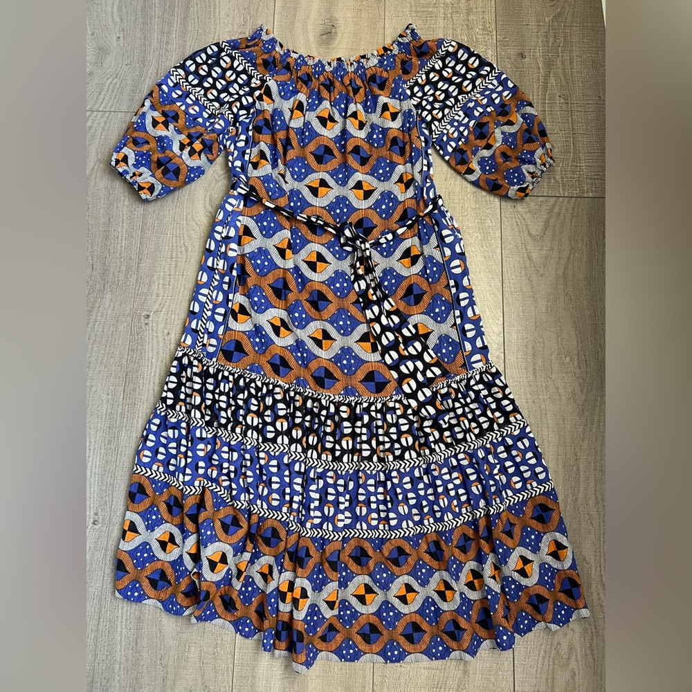 Anthropologie Abstract Flounced Off-The-Shoulder Patterned Maxi Dress - Picture 5 of 15